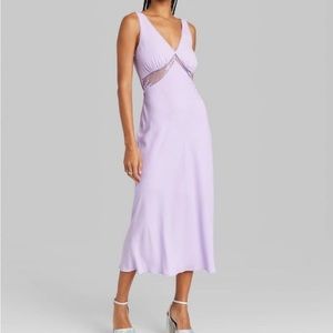 Lavender Slip MIDI Dress with lace